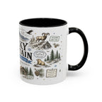 Rocky Mountain Coffee Mug | National Park Hiking Camping Gift | Accent Color Ceramic 11oz 15oz