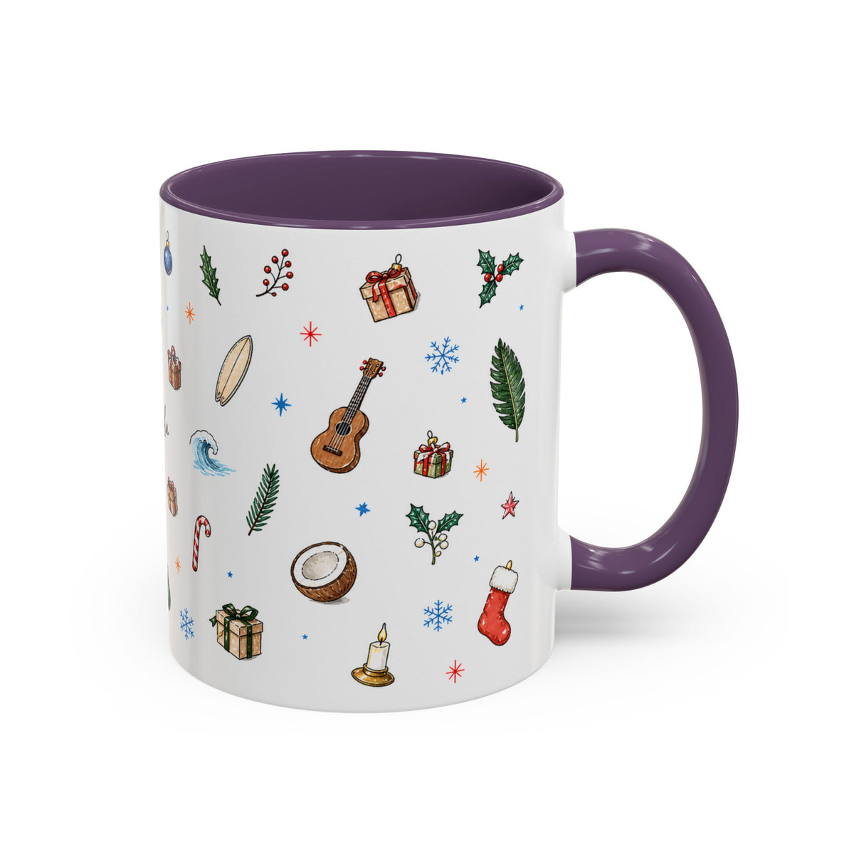 Honolulu Christmas Mug | Watercolor City Souvenir | Ceramic Coffee Cup (11oz 15oz)