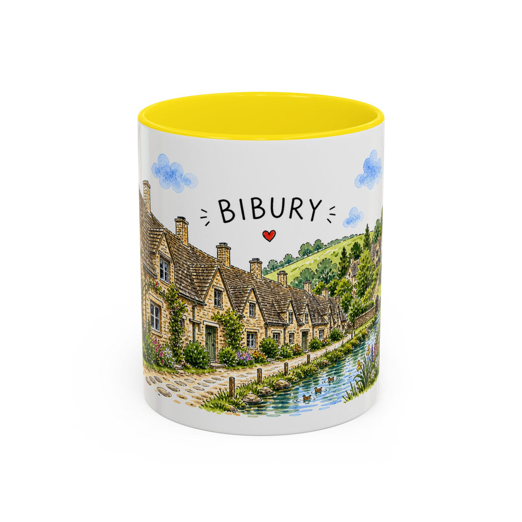 Bibury Illustrated Travel Mug | England Souvenir Accent Coffee Mug | 11oz 15oz Ceramic Cup