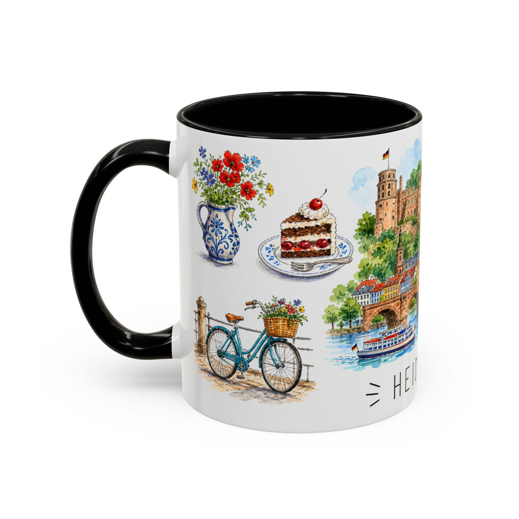 Heidelberg Illustrated Travel Mug | City Souvenir Accent Coffee Mug | 11oz 15oz Ceramic Cup