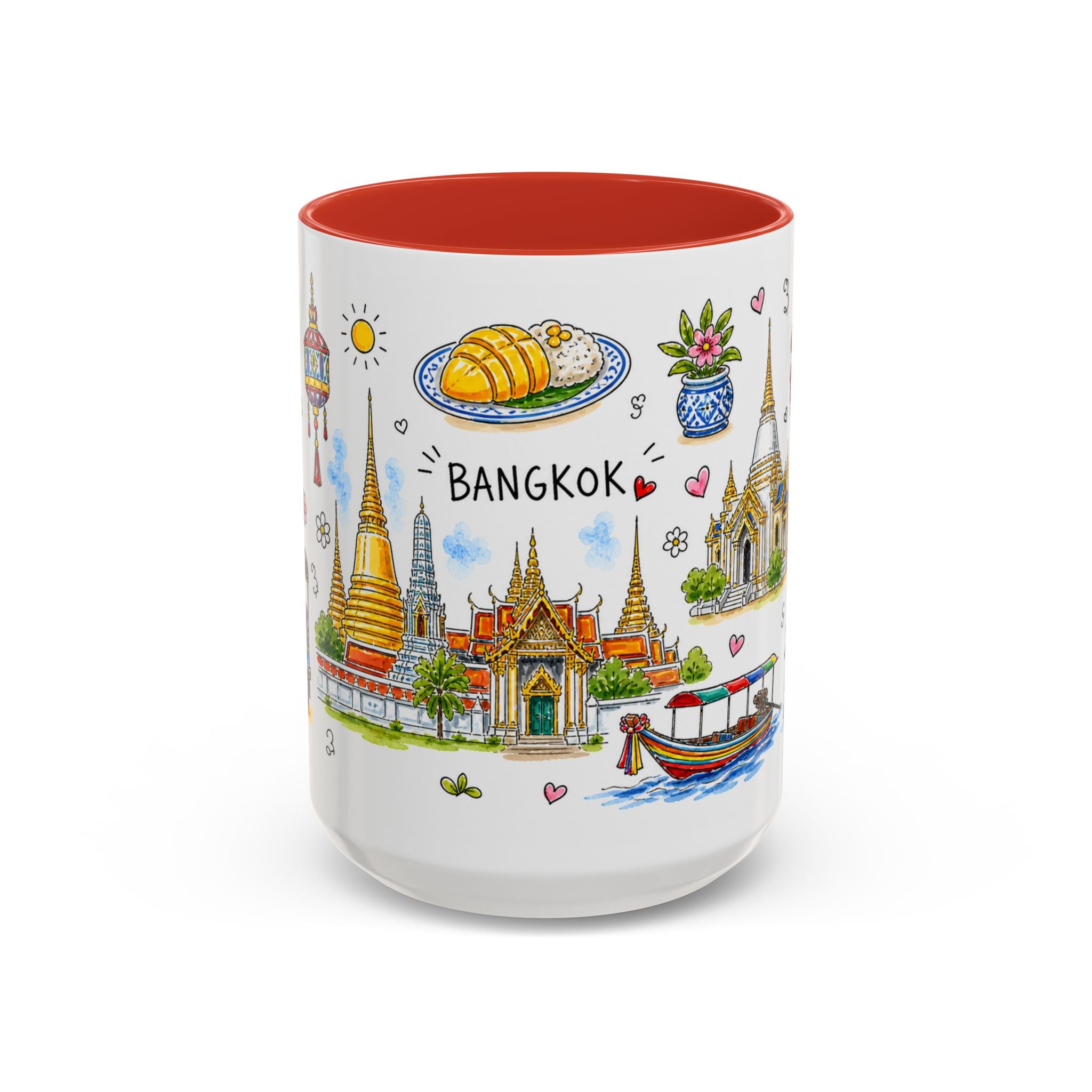 Bangkok Illustrated Travel Mug | City Souvenir Accent Coffee Mug | 11oz 15oz Ceramic Cup