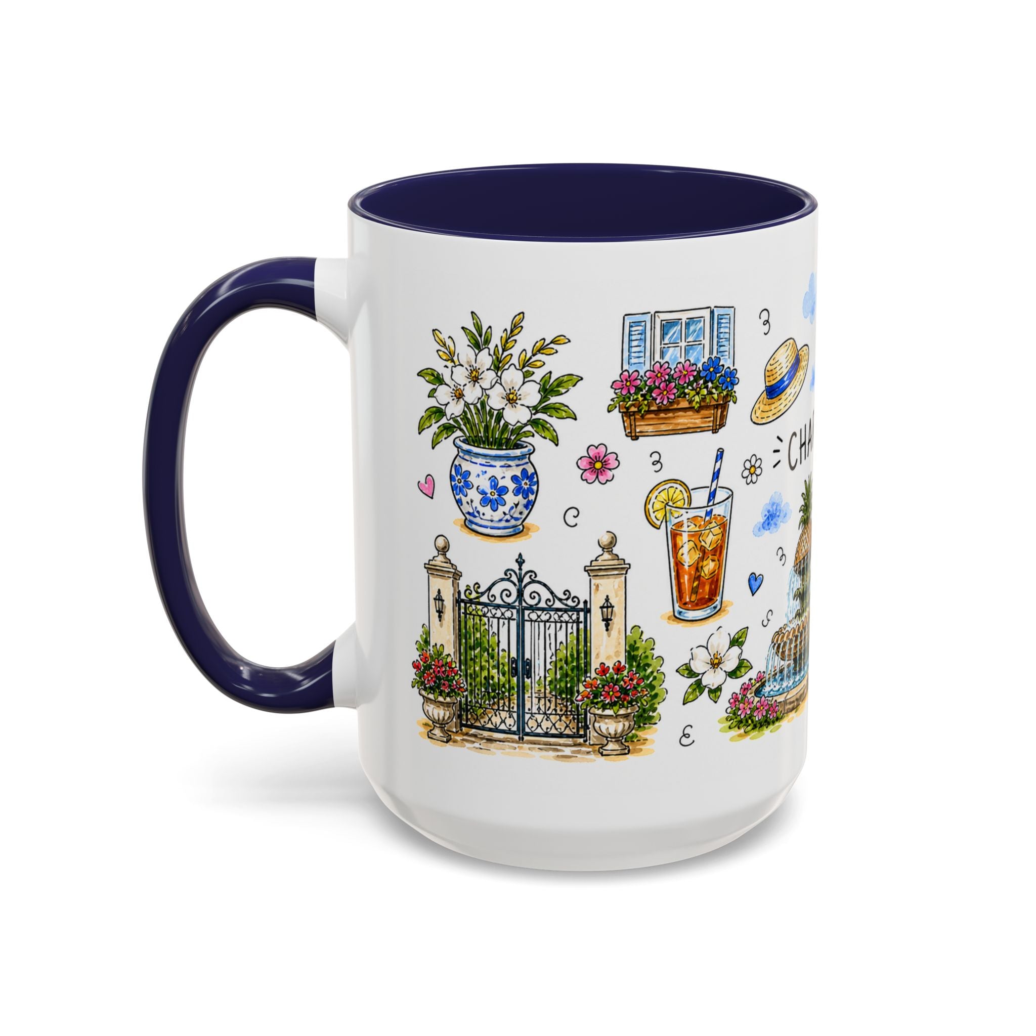 Charleston Illustrated Travel Mug | City Souvenir Accent Coffee Mug | 11oz 15oz Ceramic Cup