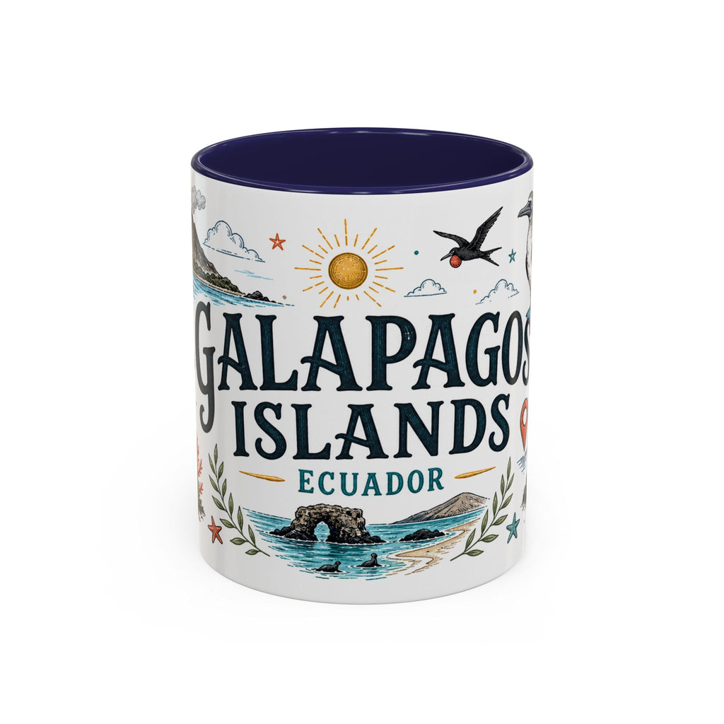 Galapagos Islands Coffee Mug | Travel Destination Souvenir Gift | Accent Color Ceramic 11oz 15oz
