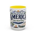 America the Beautiful Coffee Mug | Patriotic USA Gift | Accent Color Ceramic 11oz 15oz