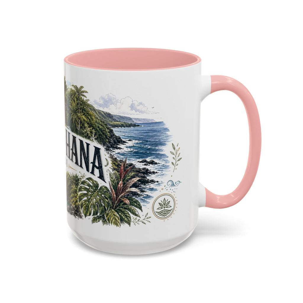 Road to Hana Mug, Maui Travel Souvenir, Bucket List Gift, Accent Ceramic Coffee Mug 11oz 15oz