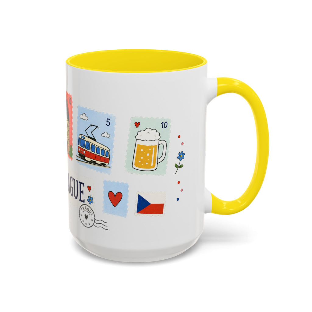 Prague Coffee Mug | Postage Stamp Collage Mug | Travel Souvenir Accent Cup 11oz 15oz