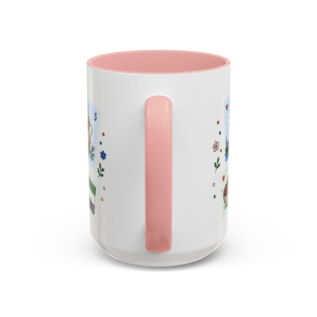 Dubai Coffee Mug | Postage Stamp Collage Mug | Travel Souvenir Accent Cup 11oz 15oz