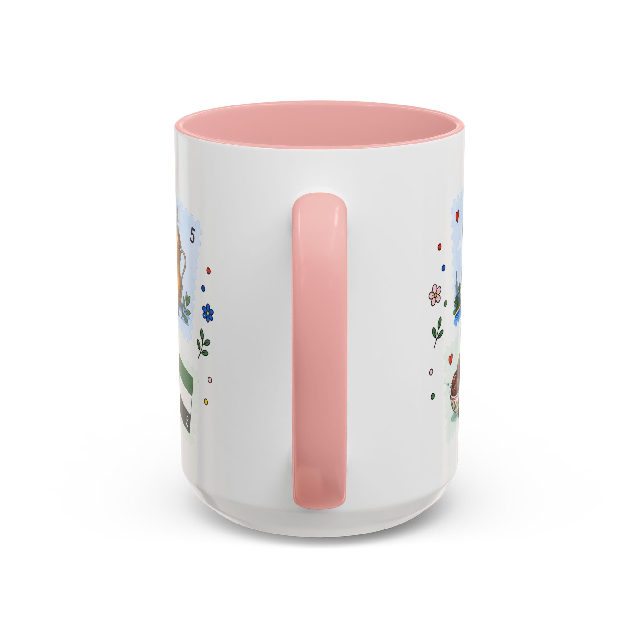 Dubai Coffee Mug | Postage Stamp Collage Mug | Travel Souvenir Accent Cup 11oz 15oz