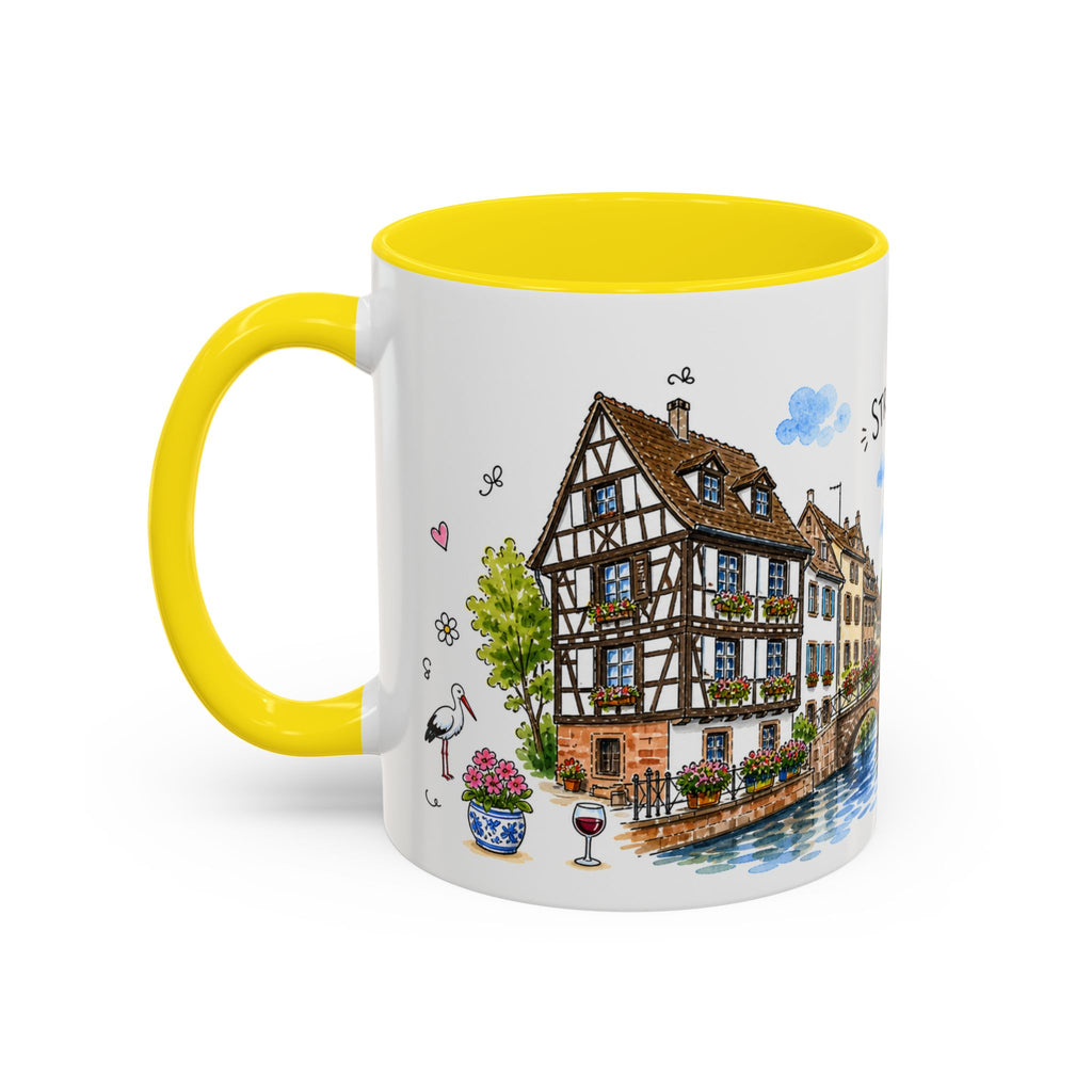 Strasbourg Illustrated Travel Mug | France Souvenir Accent Coffee Mug | 11oz 15oz Ceramic Cup