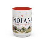 Indiana State Mug | Moving Away, Long Distance Friendship Gift | Botanical Map Accent Cup