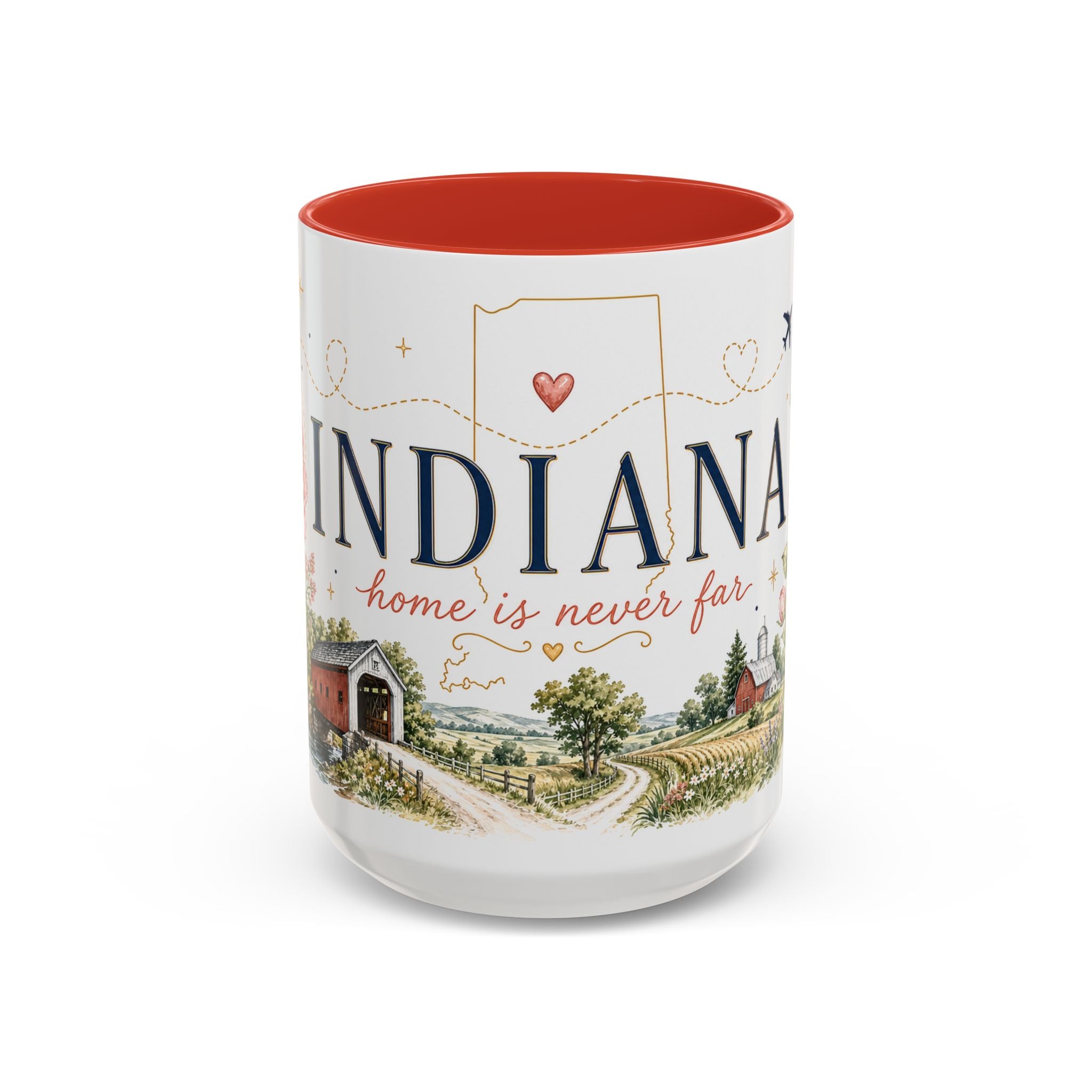 Indiana State Mug | Moving Away, Long Distance Friendship Gift | Botanical Map Accent Cup