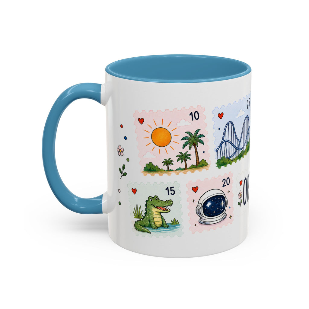 Orlando Coffee Mug | Postage Stamp Collage Mug | Travel Souvenir Accent Cup 11oz 15oz