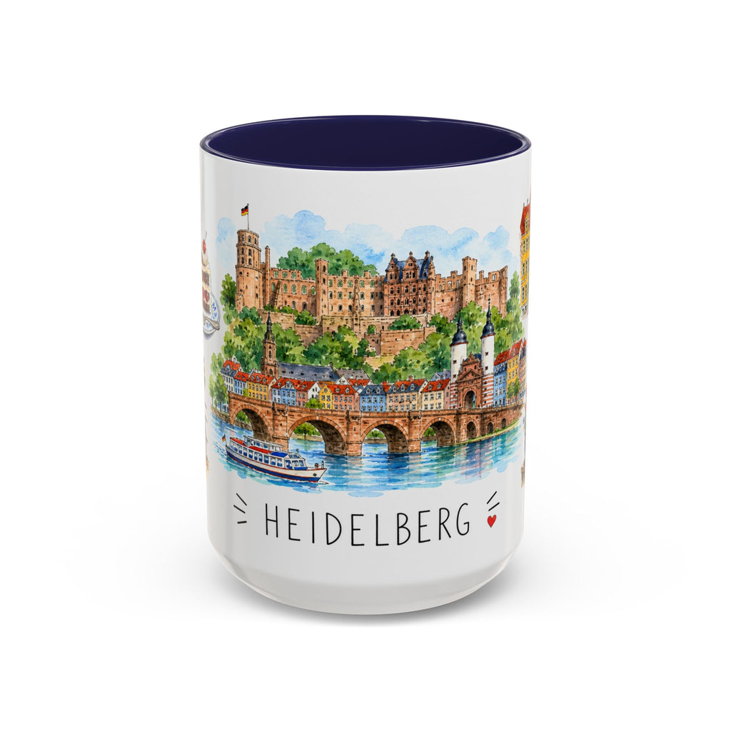 Heidelberg Illustrated Travel Mug | City Souvenir Accent Coffee Mug | 11oz 15oz Ceramic Cup