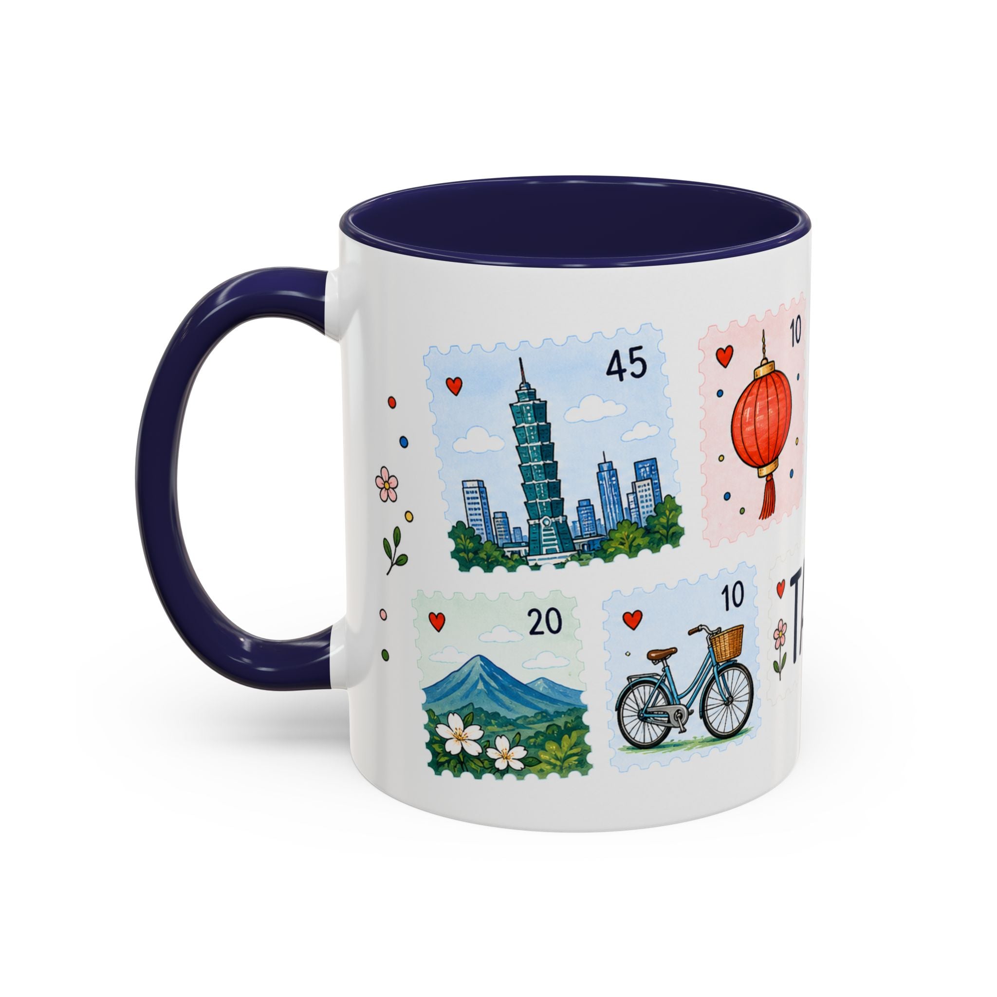 Taipei Coffee Mug | Postage Stamp Collage Mug | Travel Souvenir Accent Cup 11oz 15oz