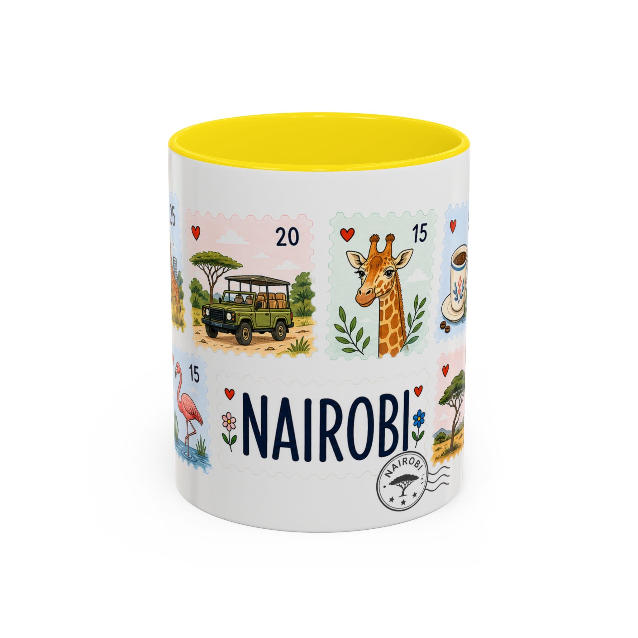 Nairobi Coffee Mug | Postage Stamp Collage Mug | Travel Souvenir Accent Cup 11oz 15oz