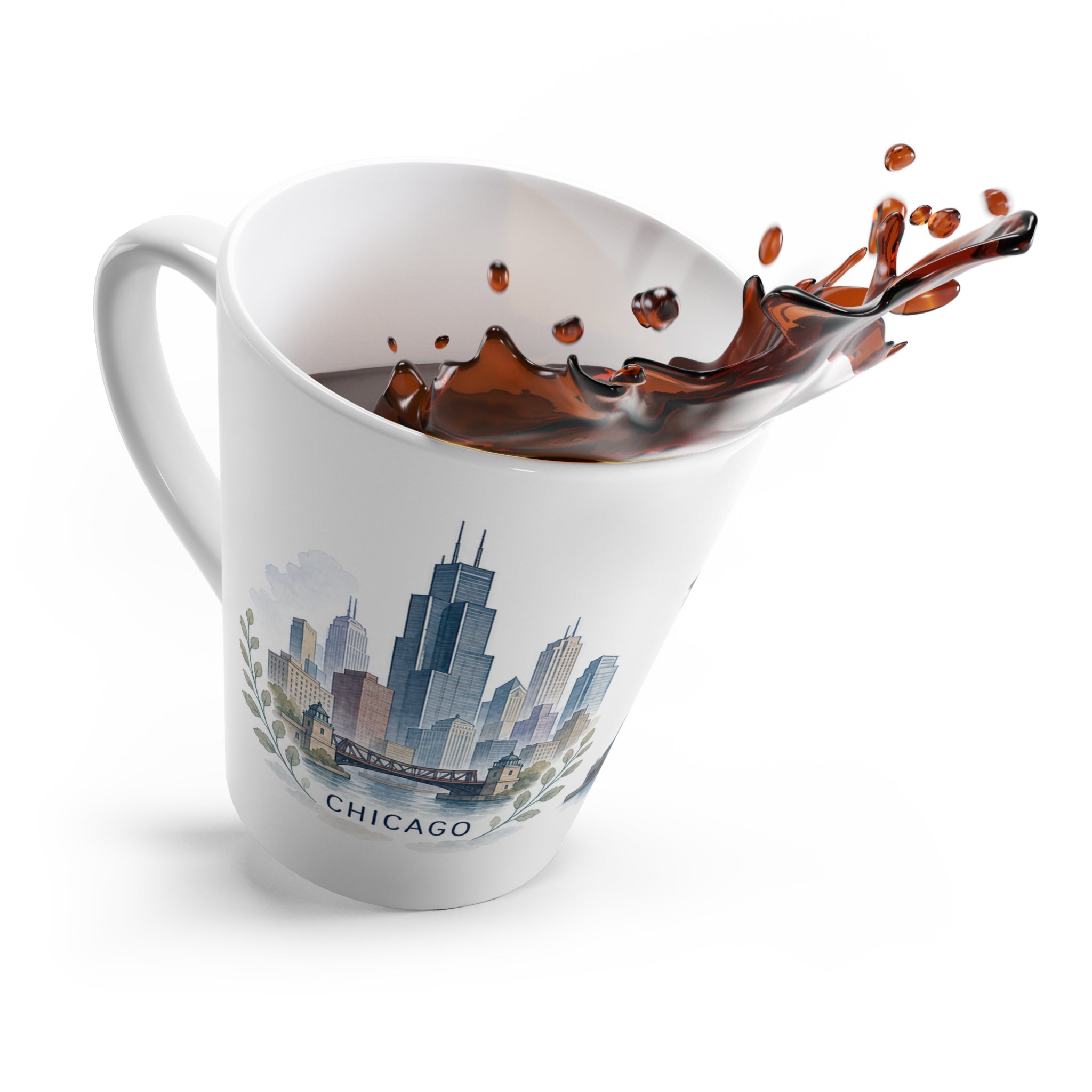 Chicago Latte Mug | Watercolor City Travel Mug | 12 oz Ceramic Souvenir Gift