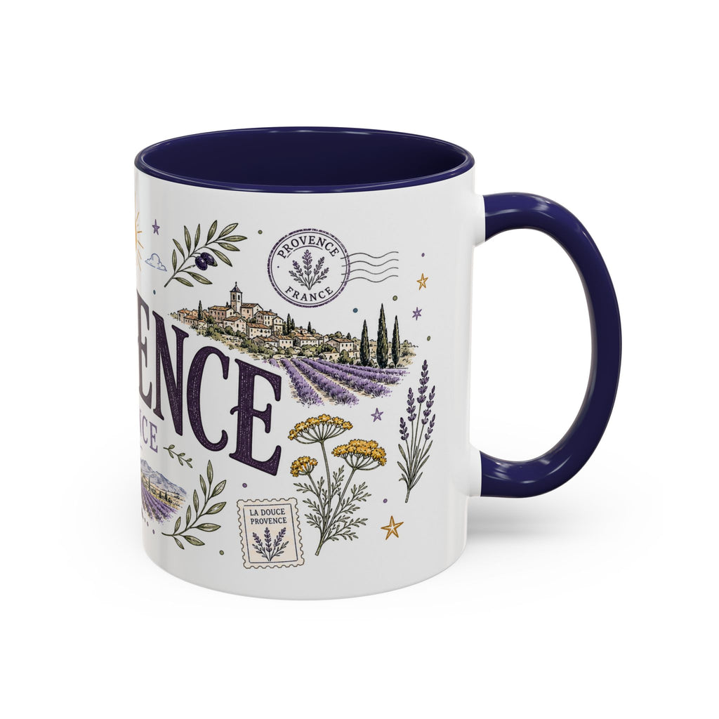 Provence Coffee Mug | Travel Destination Souvenir Gift | Accent Color Ceramic 11oz 15oz