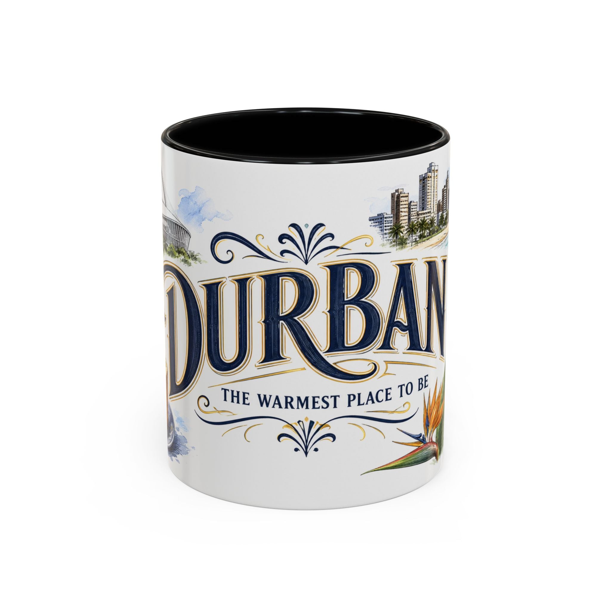 Durban Coffee Mug | South Africa Travel Souvenir | Vintage Illustrated City Gift | 11 oz 15 oz Accent Mug