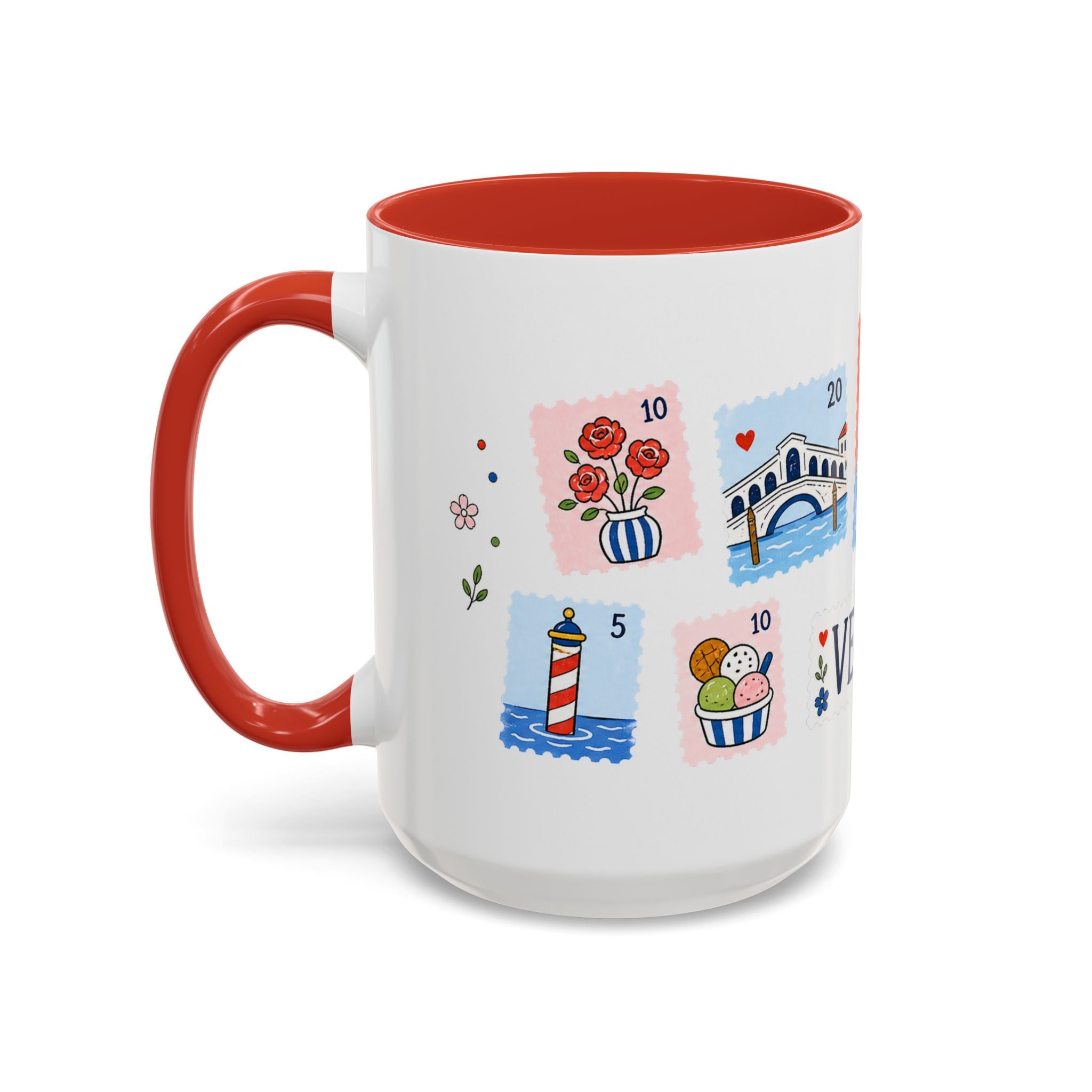 Venice Coffee Mug | Postage Stamp Collage Mug | Travel Souvenir Accent Cup 11oz 15oz