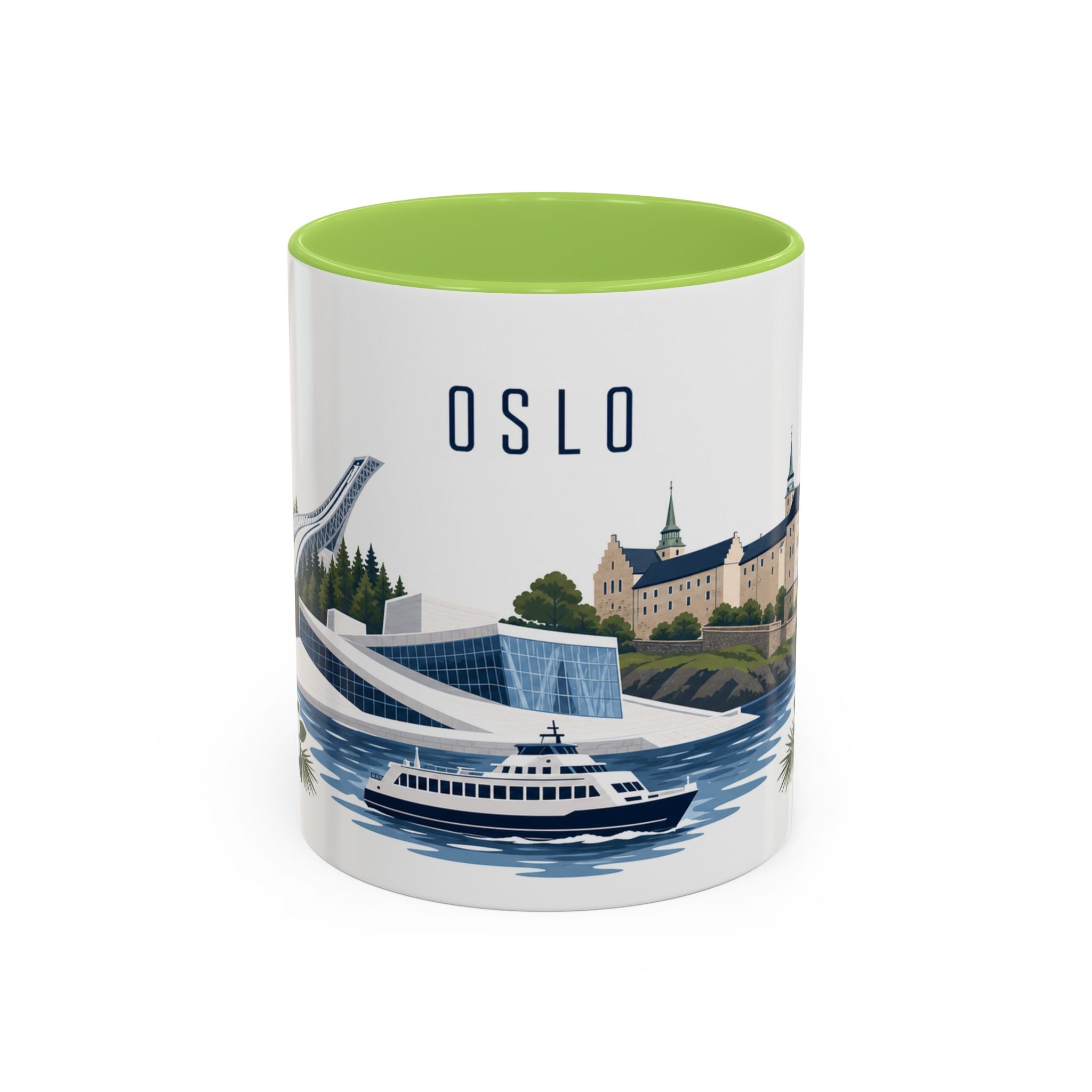 Oslo Coffee Mug | Norway Travel Souvenir | Porcelain Decal City Gift | 11oz 15oz Accent Mug