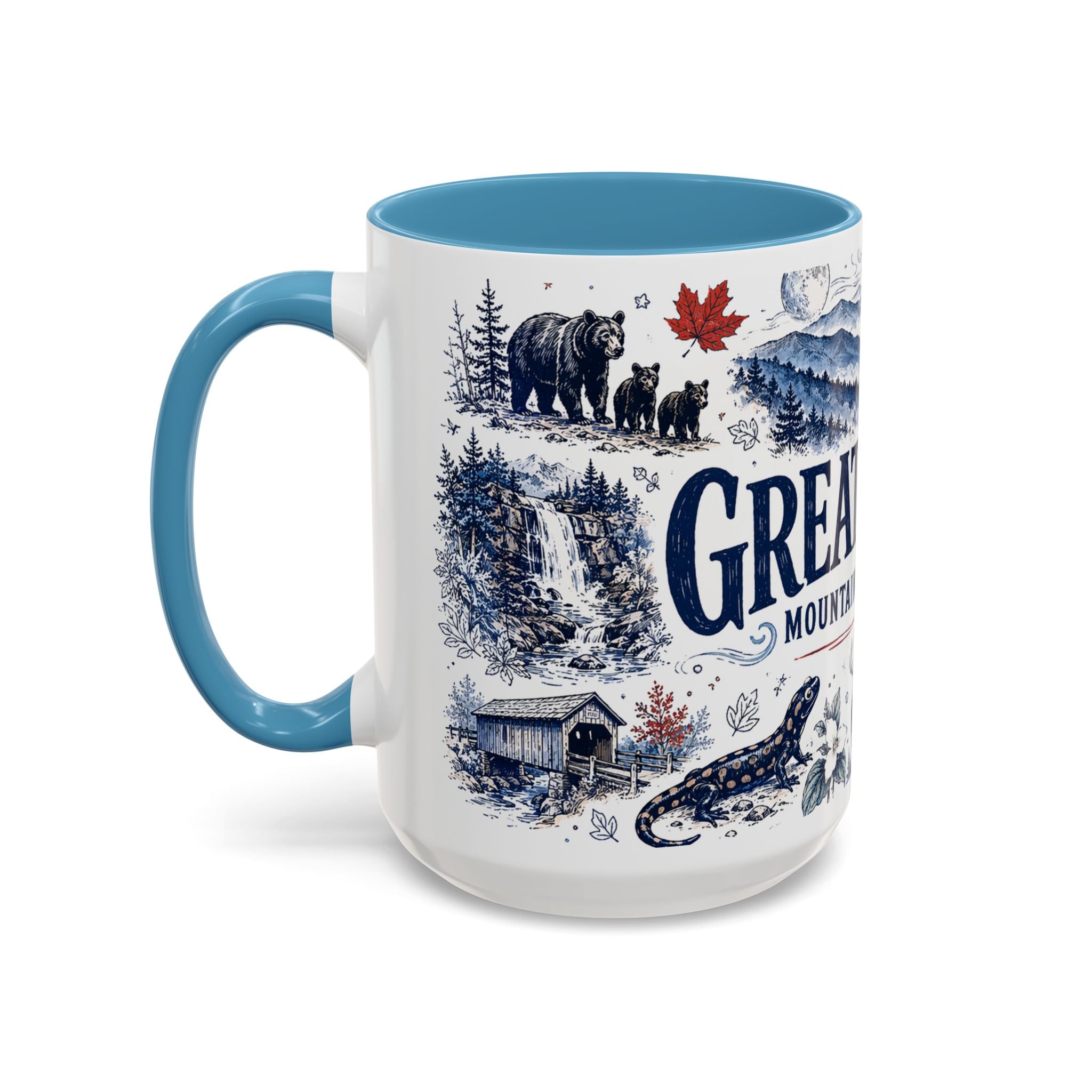 Great Smoky Mountains Coffee Mug | National Park Hiking Gift | Accent Color Ceramic 11oz 15oz