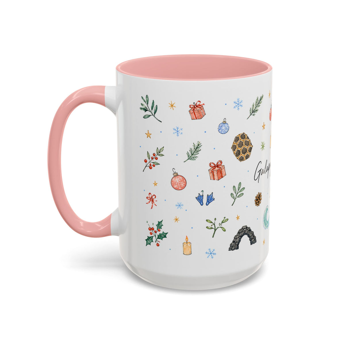 Galapagos Islands Christmas Mug | Watercolor Travel Souvenir | Holiday Gift | Accent Ceramic Coffee Cup 11oz 15oz