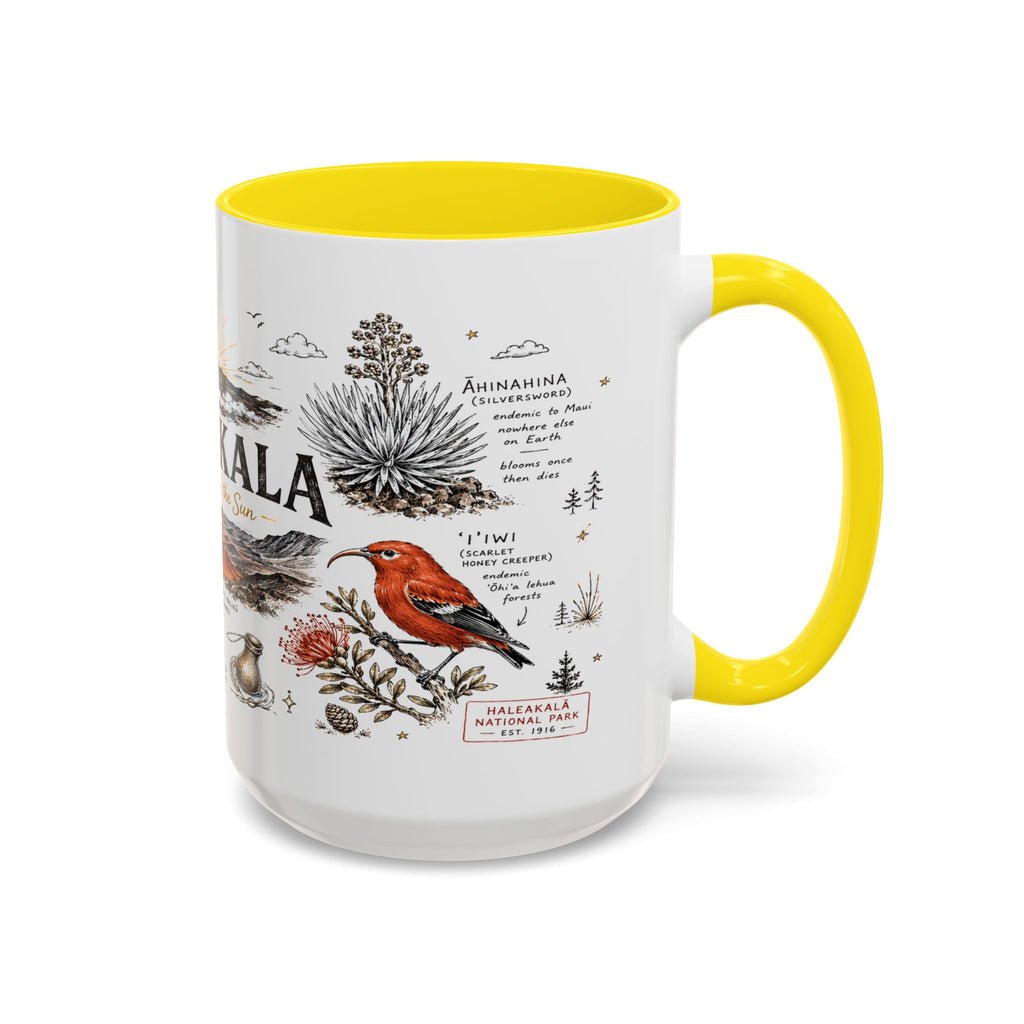 Haleakala National Park Coffee Mug | Hawaii Maui Sunrise Crater Gift | Accent Color Ceramic 11oz 15oz