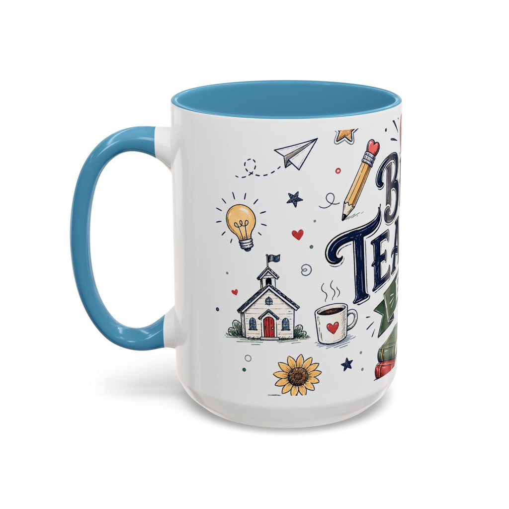 Best Teacher Ever Coffee Mug | Teacher Appreciation Gift | Accent Color Ceramic 11oz 15oz