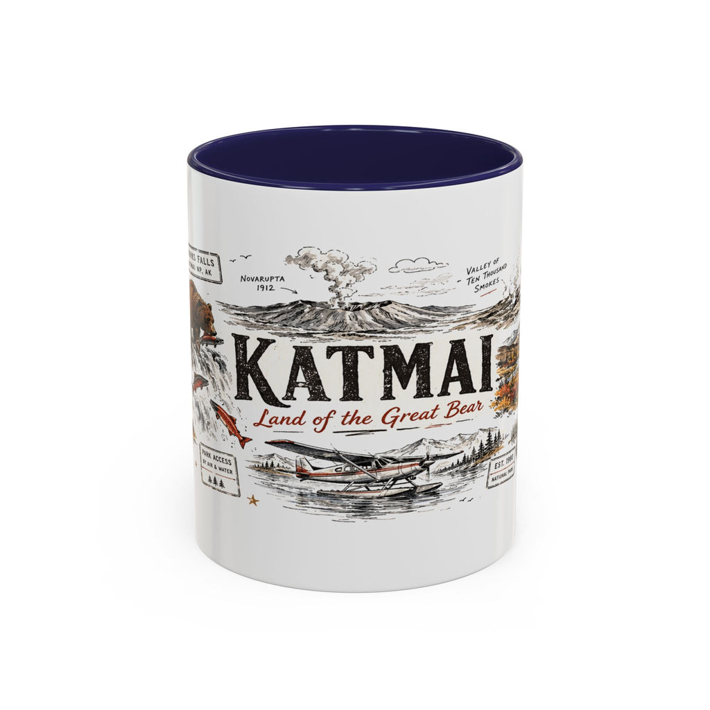 Katmai National Park Coffee Mug | Alaska Bear Watching Wildlife Gift | Accent Color Ceramic 11oz 15oz