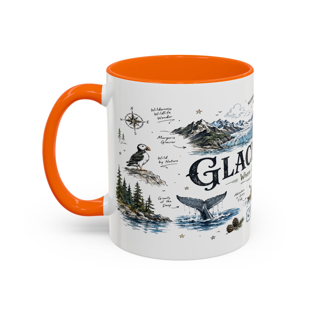 Glacier Bay National Park Coffee Mug | Alaska Wilderness Kayaking Gift | Accent Color Ceramic 11oz 15oz