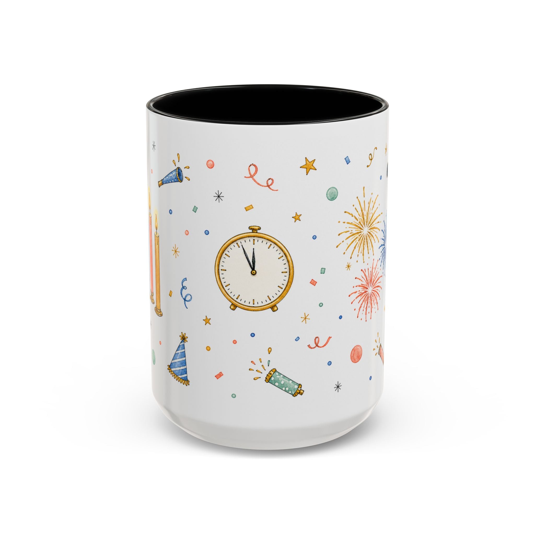 New Year Midnight Mug | Candle Firework Watercolor Party Gift | Accent Cup 11oz 15oz