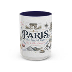 Paris Coffee Mug | France Souvenir Travel Gift | Accent Color Ceramic 11oz 15oz