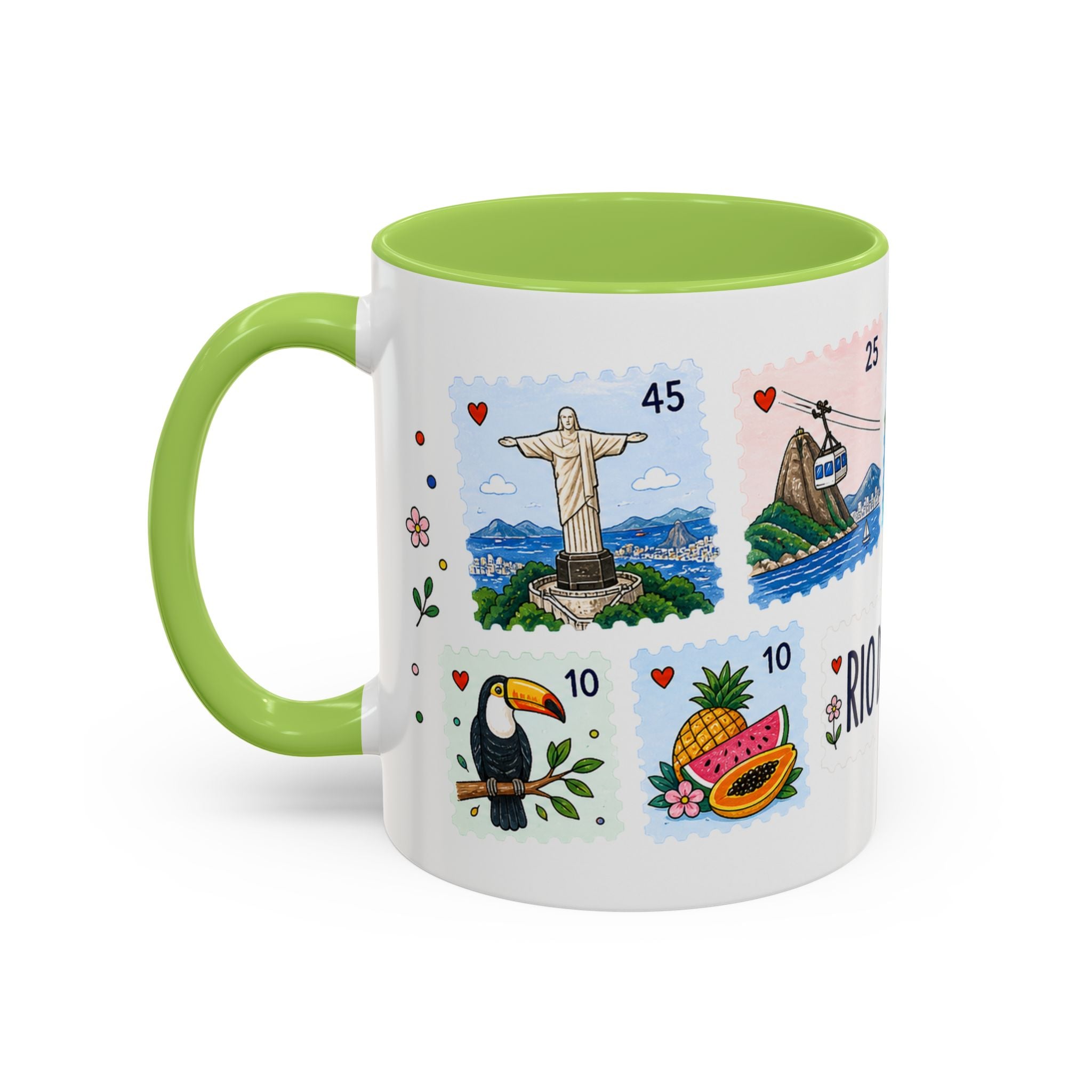 Rio de Janeiro Coffee Mug | Postage Stamp Collage Mug | Travel Souvenir Accent Cup 11oz 15oz