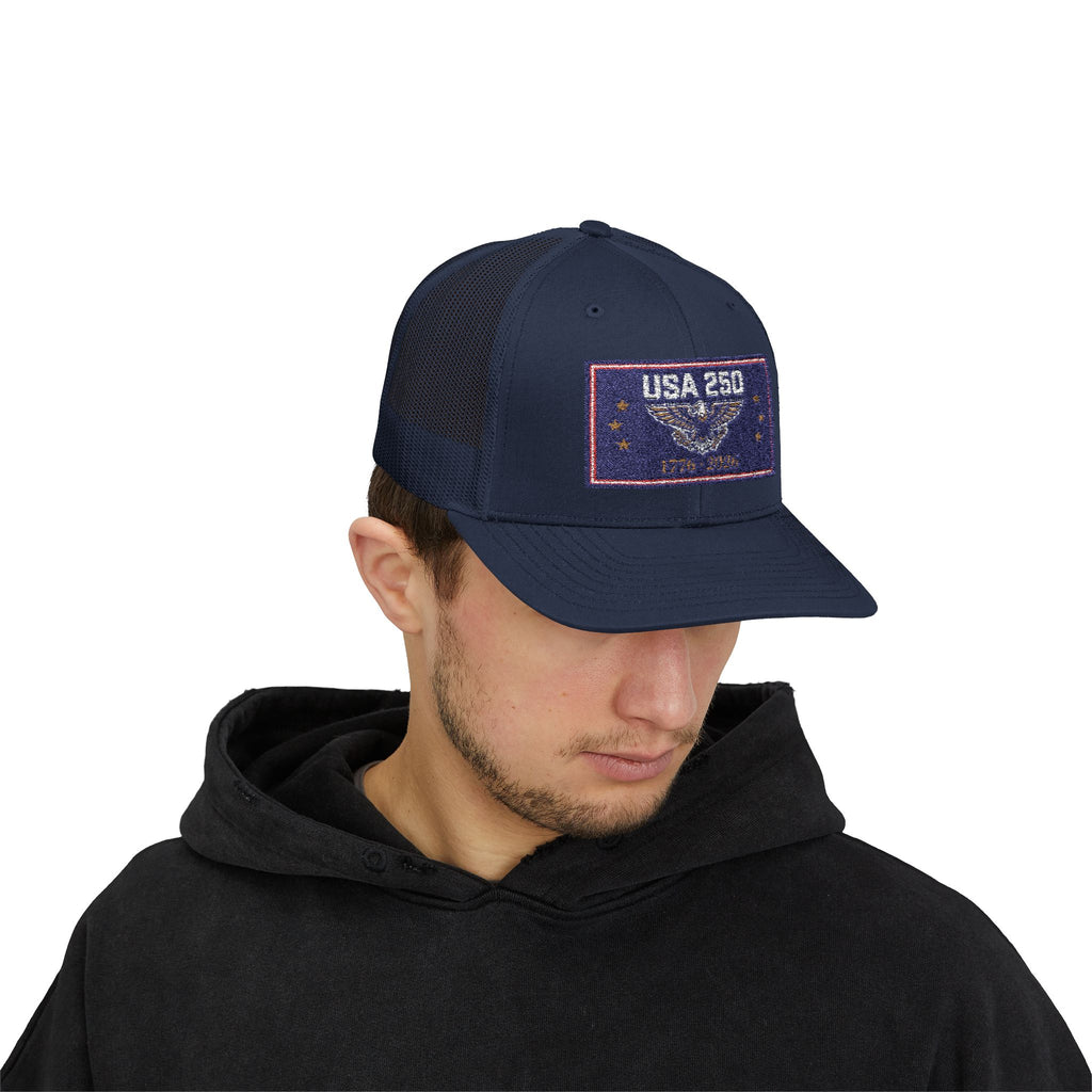 USA 250 Snapback Trucker Cap | American Semiquincentennial Hat | Patriotic Eagle Baseball Cap | 1776-2026 Anniversary Gift