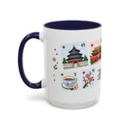 Beijing Coffee Mug | Postage Stamp Collage Mug | Travel Souvenir Accent Cup 11oz 15oz