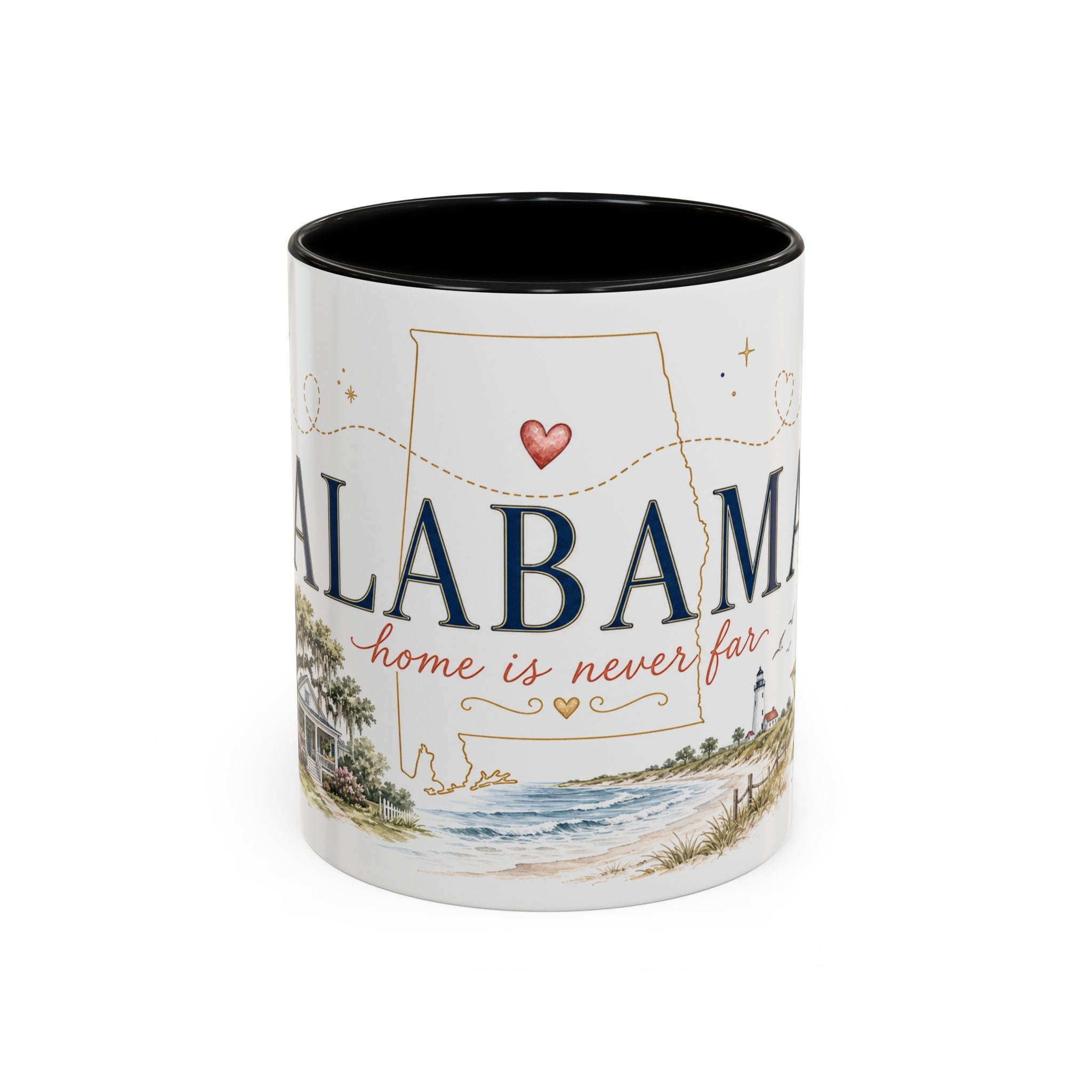 Alabama State Map Mug | Coastal Scenery, Botanical Accents, Homesick Gift