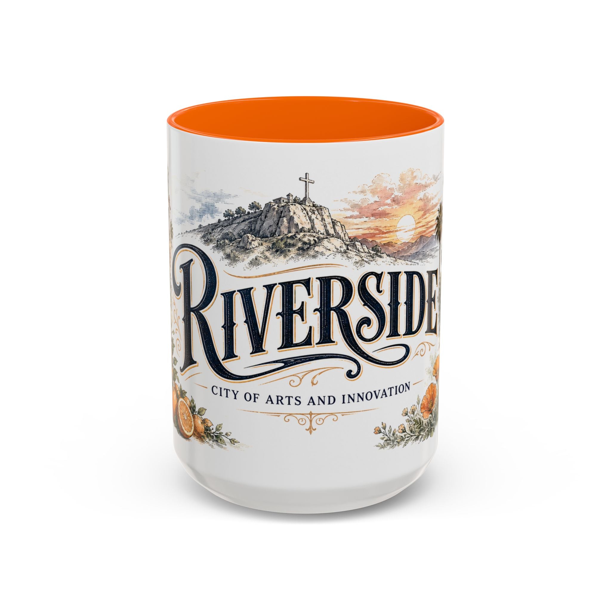 Riverside Coffee Mug | United States Travel Souvenir | Vintage Illustrated City Gift | 11 oz 15 oz Accent Mug