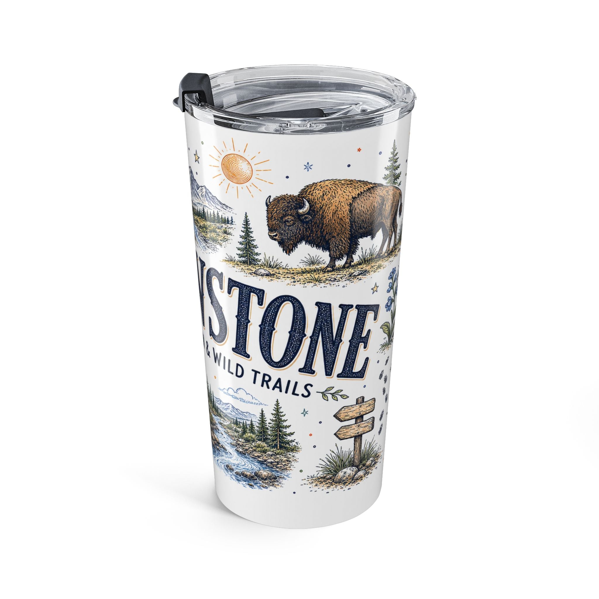 Yellowstone National Park 20oz Tumbler | Hiking Camping Nature Gift | Insulated Stainless Steel Travel Cup