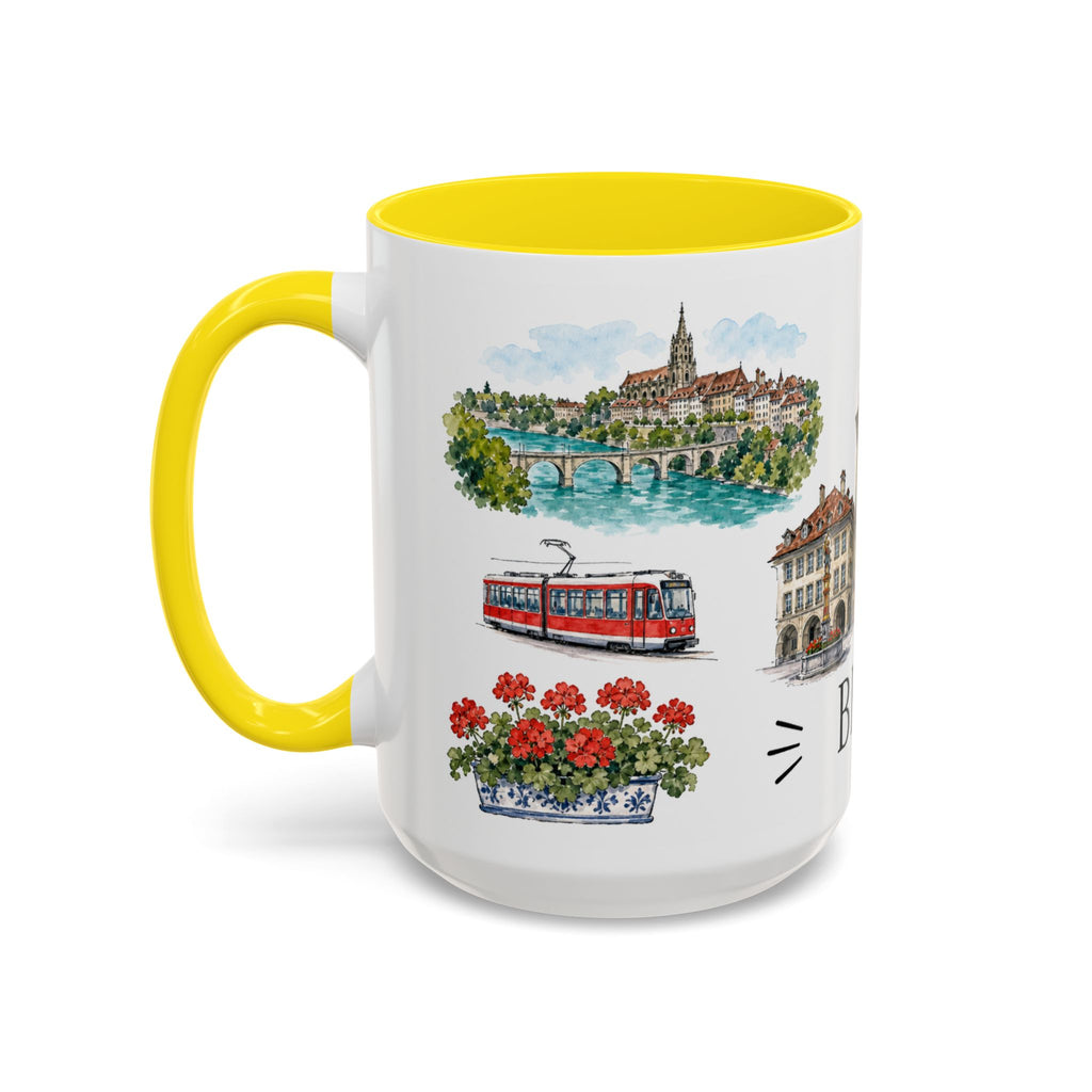 Bern Illustrated Travel Mug | City Souvenir Accent Coffee Mug | 11oz 15oz Ceramic Cup