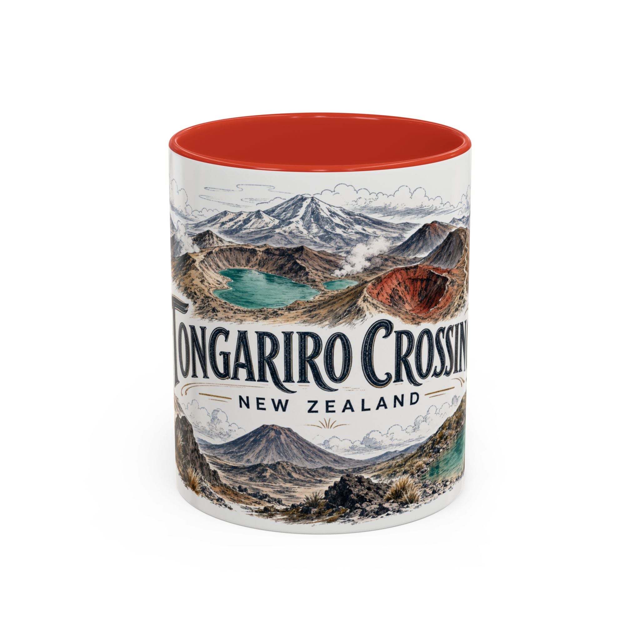 Tongariro Crossing Mug, New Zealand Travel Souvenir, Bucket List Gift, Accent Ceramic Coffee Mug 11oz 15oz