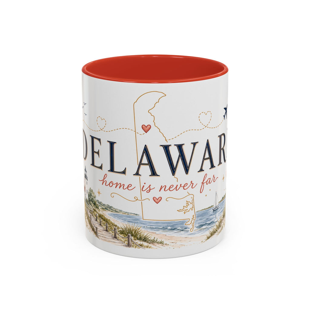 Delaware State Map Mug | Botanical Beach Accent Coffee Cup (11oz/15oz)