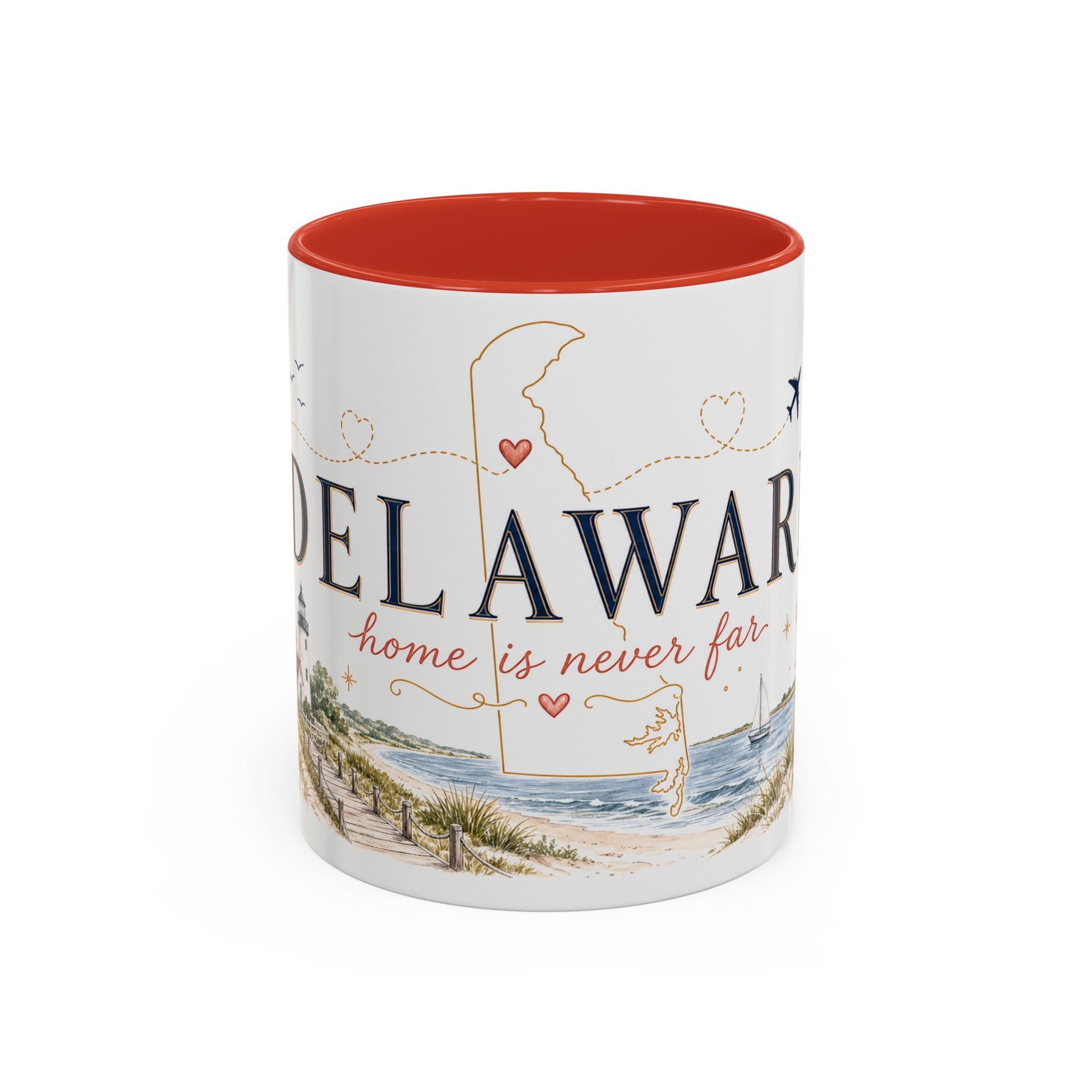 Delaware State Map Mug | Botanical Beach Accent Coffee Cup (11oz/15oz)