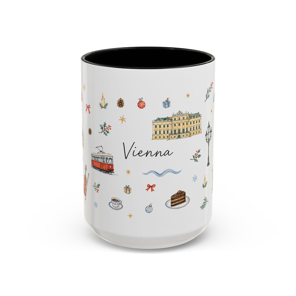 Vienna Christmas Mug | Watercolor Travel Souvenir | Holiday Gift | Accent Ceramic Coffee Cup 11oz 15oz