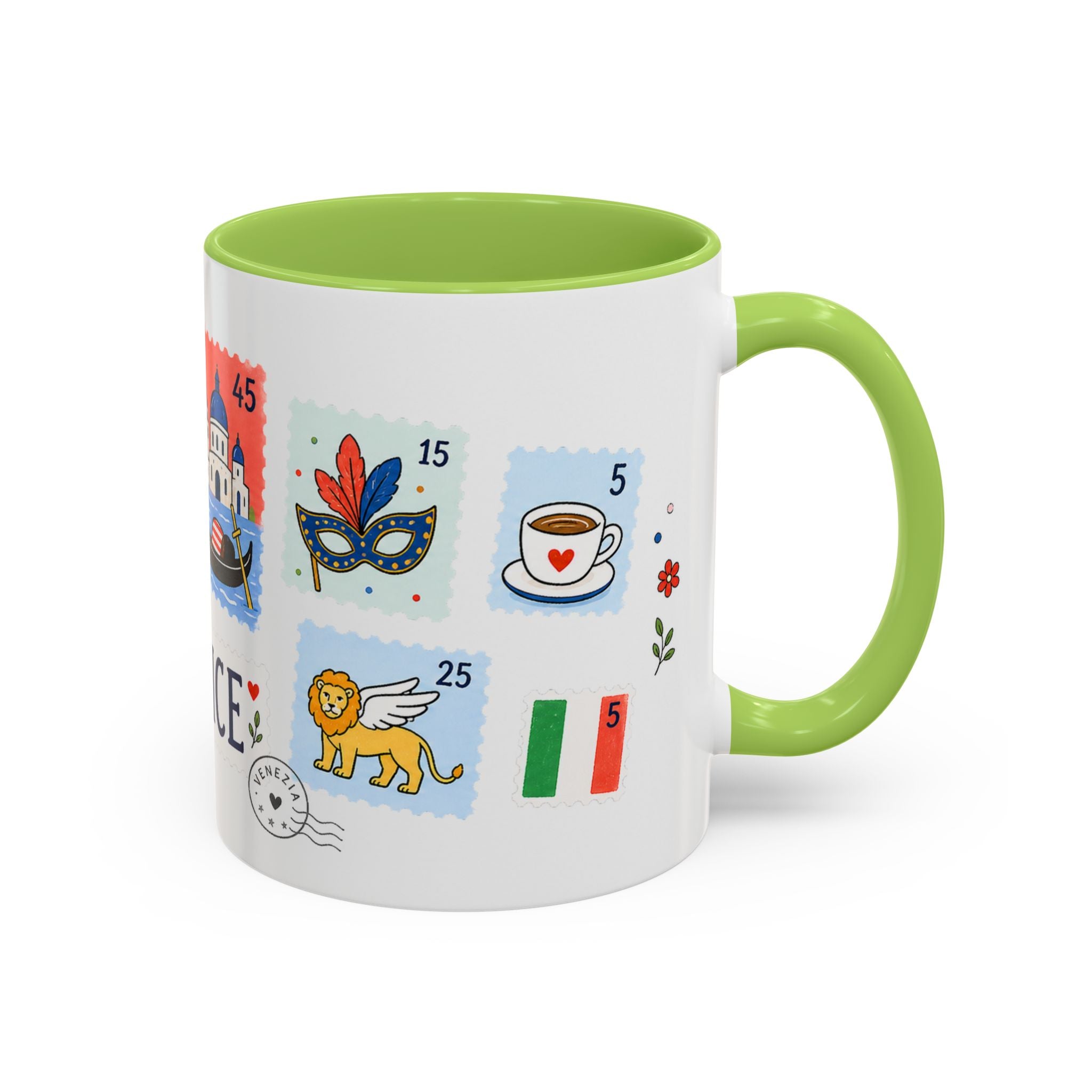 Venice Coffee Mug | Postage Stamp Collage Mug | Travel Souvenir Accent Cup 11oz 15oz