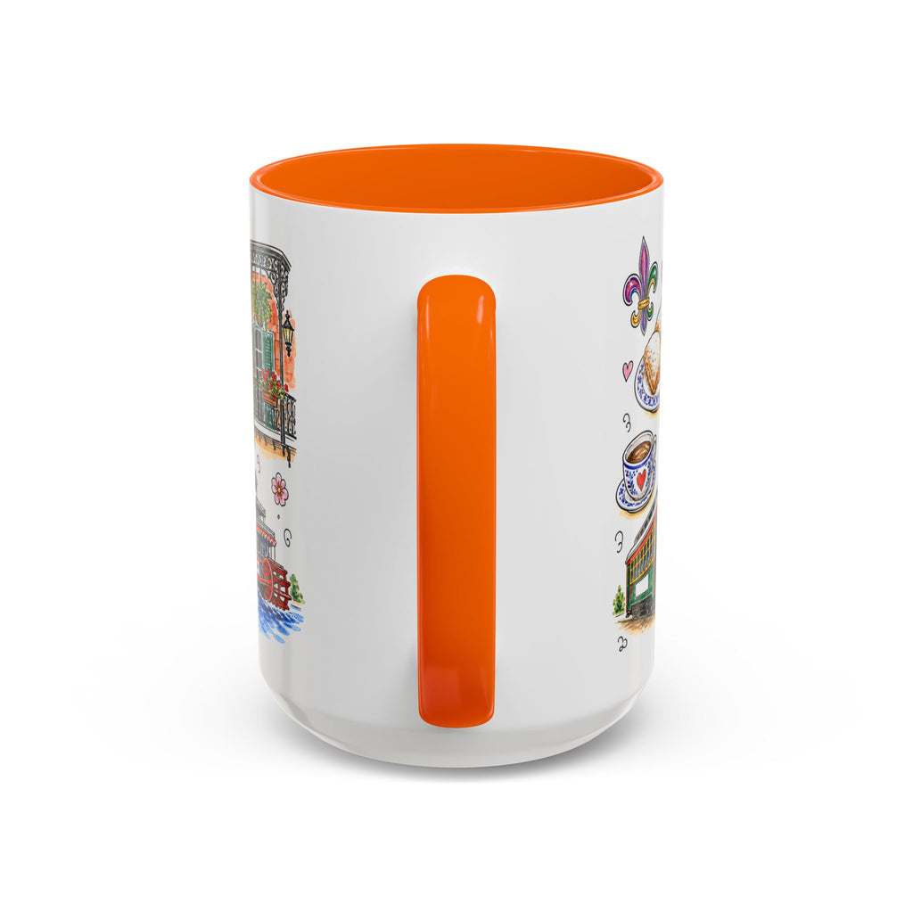New Orleans Illustrated Travel Mug | City Souvenir Accent Coffee Mug | 11oz 15oz Ceramic Cup