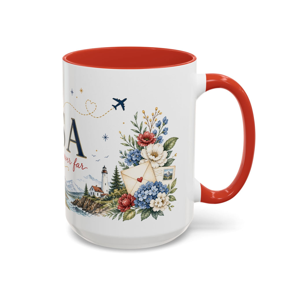 USA Home Country Mug | Moving Away Gift | Long Distance Friendship | 11 oz 15 oz Accent Mug