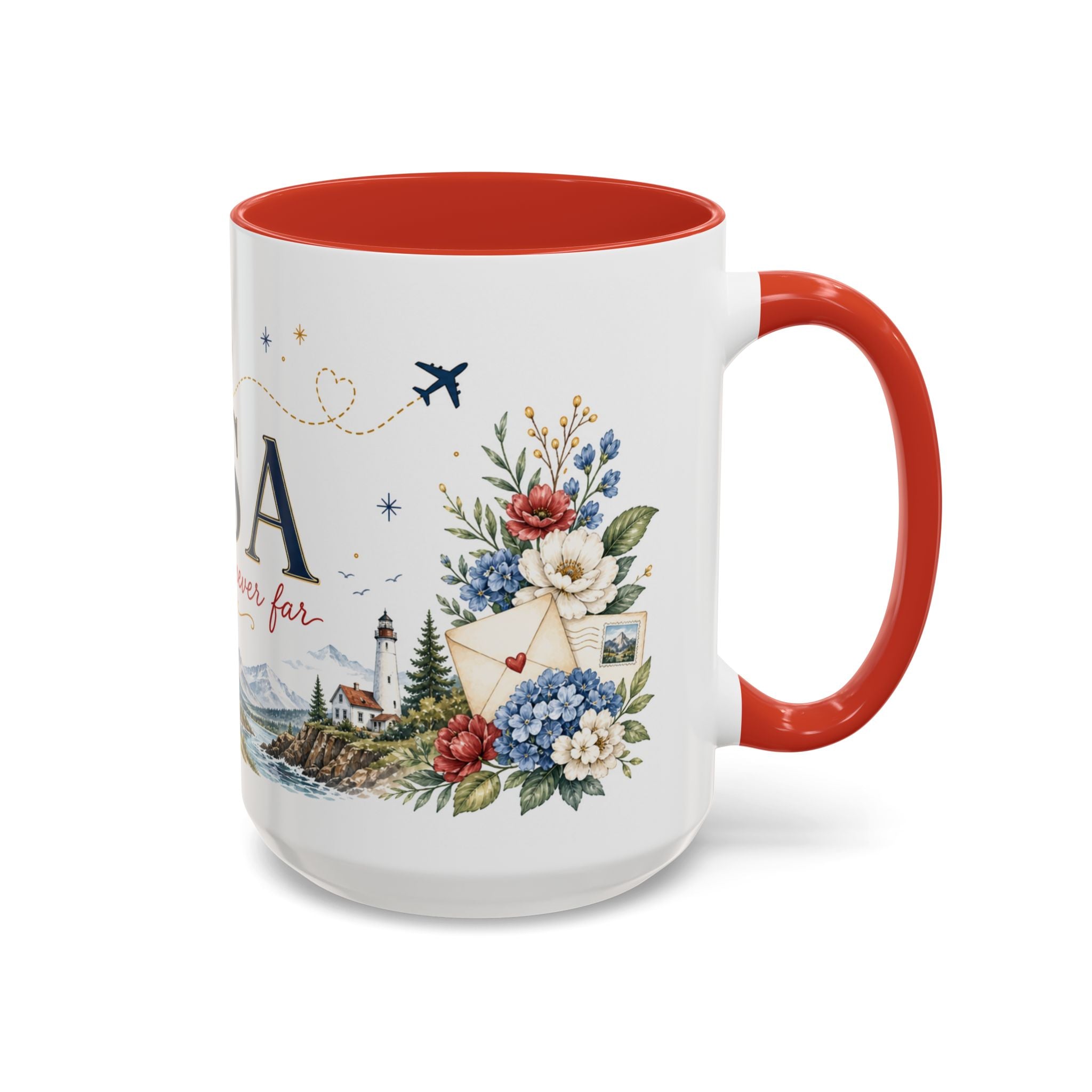 USA Home Country Mug | Moving Away Gift | Long Distance Friendship | 11 oz 15 oz Accent Mug