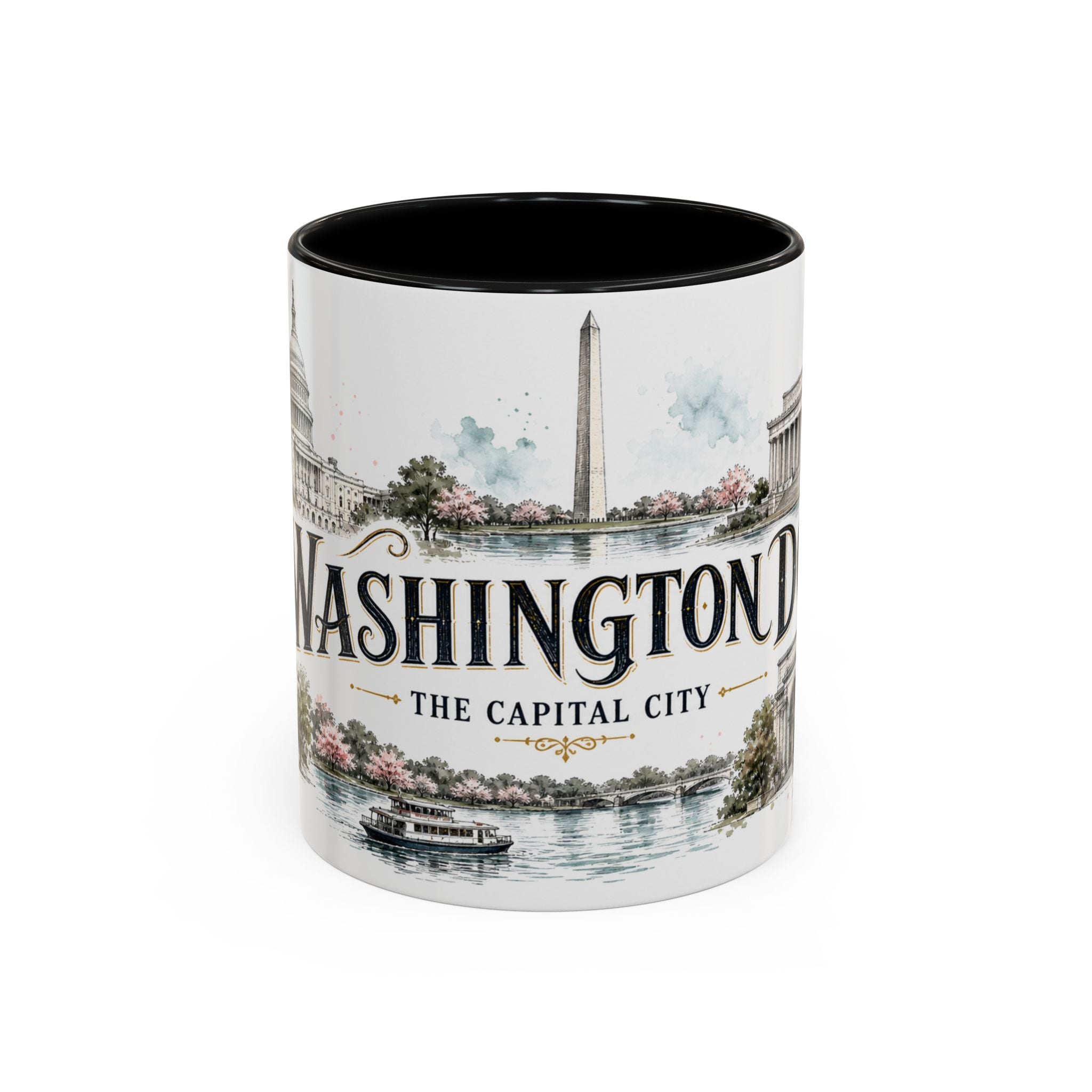 Washington DC Coffee Mug | United States Travel Souvenir | Vintage Illustrated City Gift | 11 oz 15 oz Accent Mug