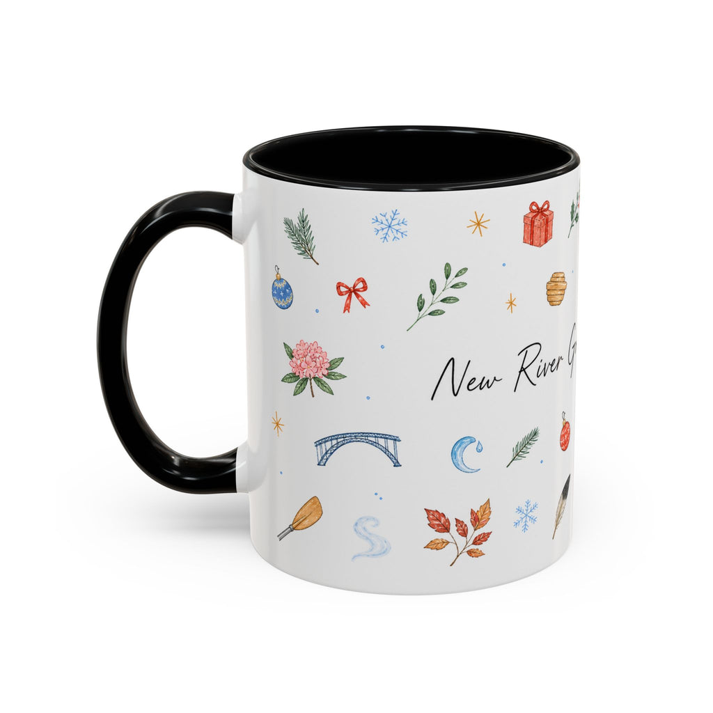 New River Gorge National Park Christmas Mug | Watercolor Travel Souvenir | Holiday Gift | Accent Ceramic Coffee Cup 11oz 15oz
