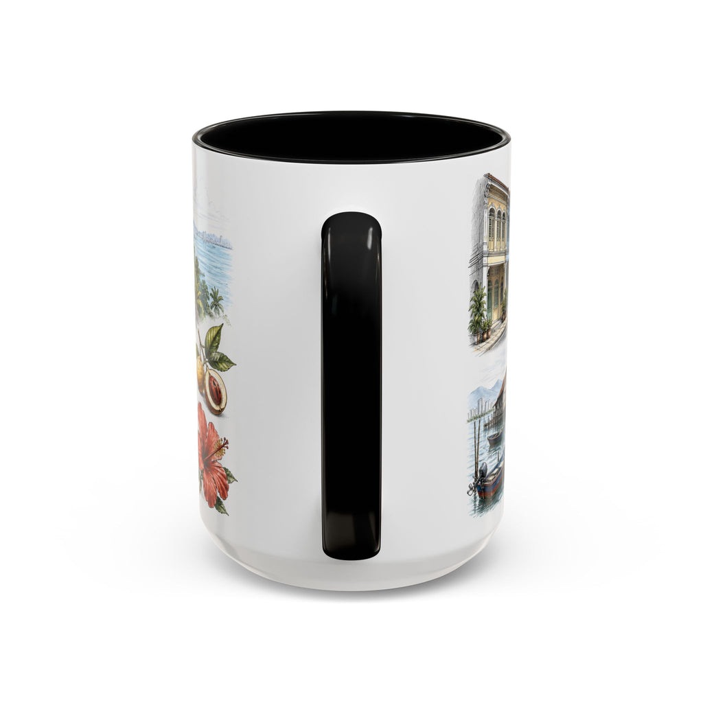 Penang Island Coffee Mug | Malaysia Travel Souvenir | Vintage Illustrated City Gift | 11 oz 15 oz Accent Mug